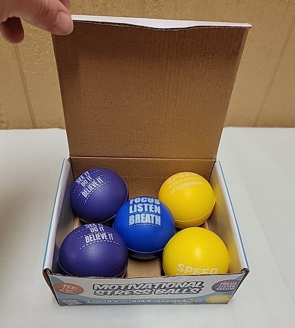 Pick A Toy Motivational Stress Balls 5 Pack 3 Colors Anxiety Kids Adults